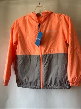 Columbia Kids' Peach & Gray Colorblock Hooded Rain Jacket